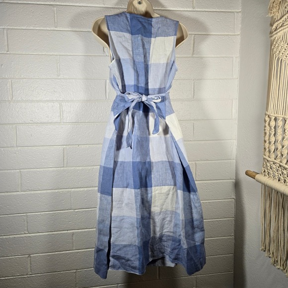 J. Jill Love Linen Gingham Plaid Check Tie Waist Midi Classic Capsule Small - Picture 8 of 8